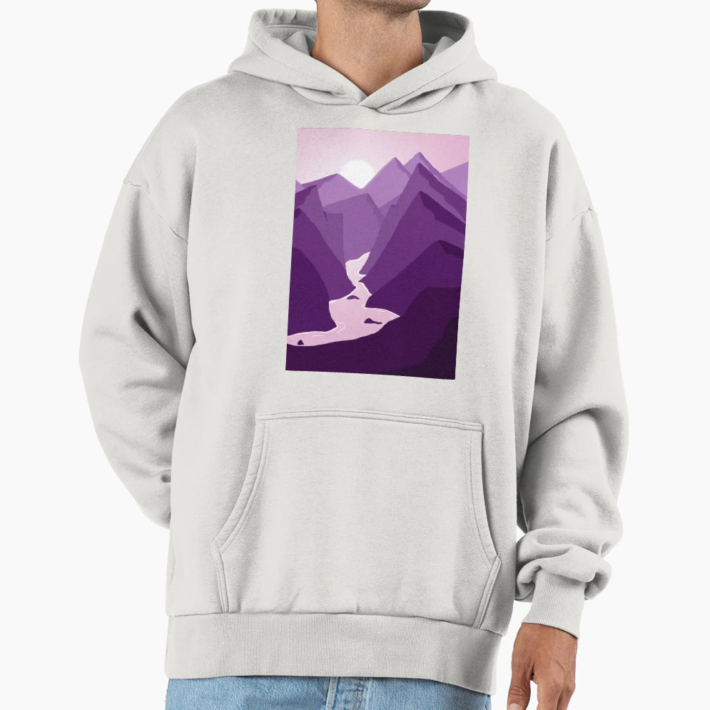 Purple River Mountains Hoodie - Trendy Graphic for Adults - T-Shirt, Sweatshirt, Hoodie