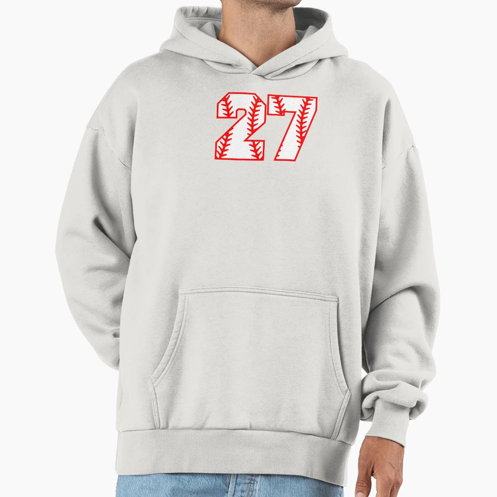 Baseball Number 27 Hoodie - Custom Art Print for Adults - T-Shirt, Sweatshirt, Hoodie