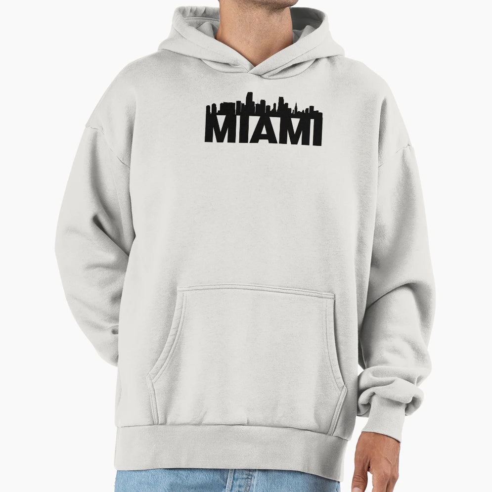 Miami Skyline Landmark Hoodie - Unique Graphic Men Women - T-Shirt, Sweatshirt, Hoodie