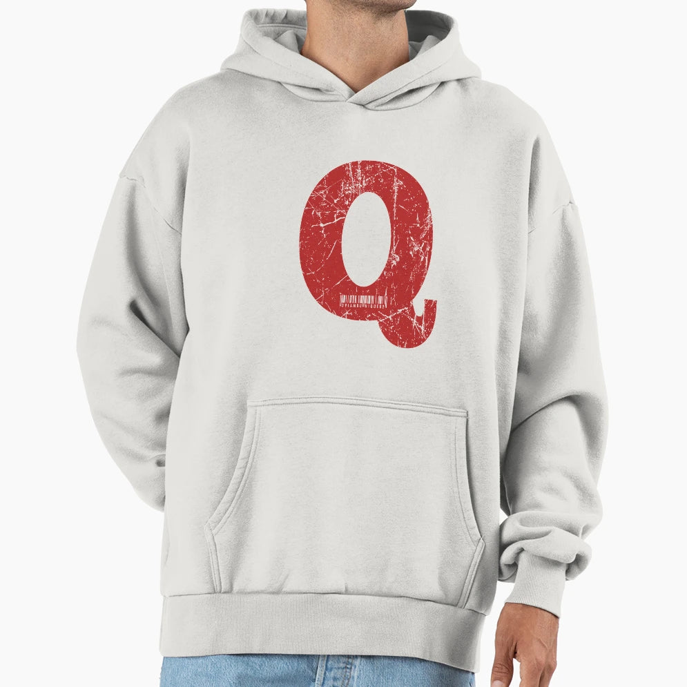 Red Grunge Monogram Letter Q I Am Unique Hoodie - Trendy Graphic for Adults - T-Shirt, Sweatshirt, Hoodie