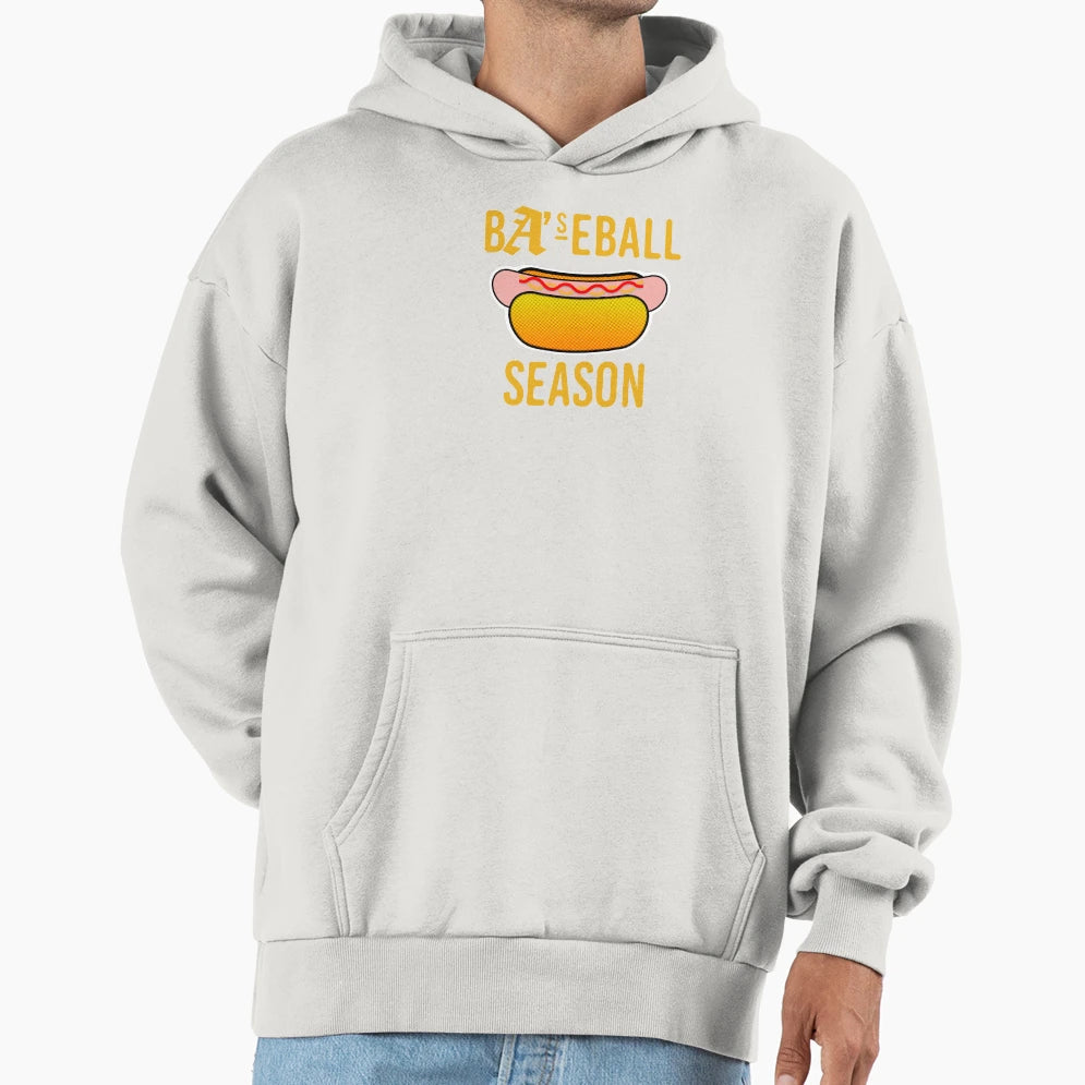 Baseball Season Hotdog Gold Hoodie - Streetwear Style for Adults - T-Shirt, Sweatshirt, Hoodie