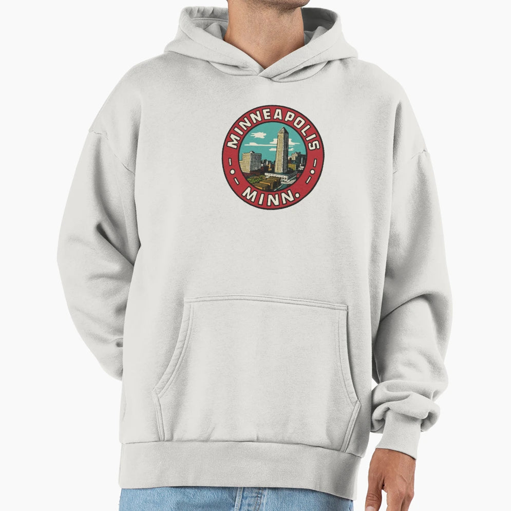 Historic Minneapolis Skyline Hoodie - Graphic Print Men Women - T-Shirt, Sweatshirt, Hoodie