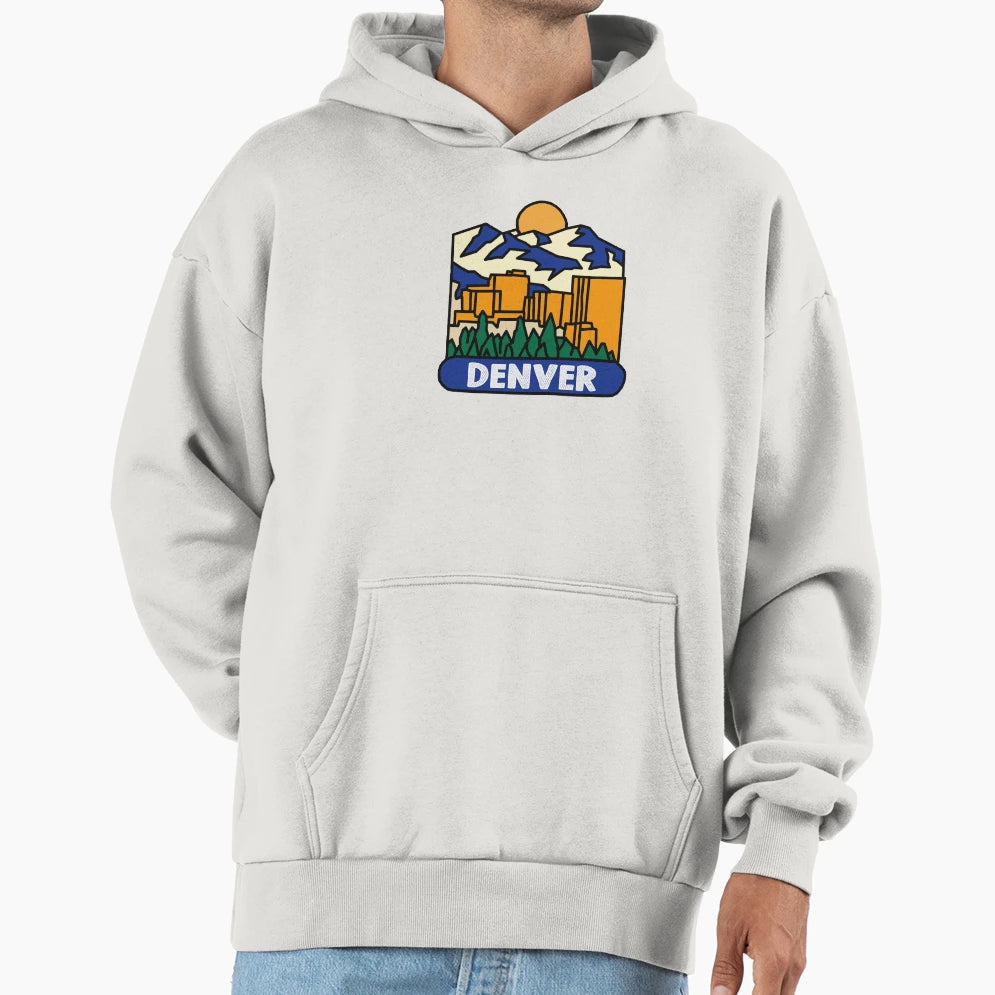 Denver Skyline Decal Hoodie - Minimalist Print Unisex - T-Shirt, Sweatshirt, Hoodie
