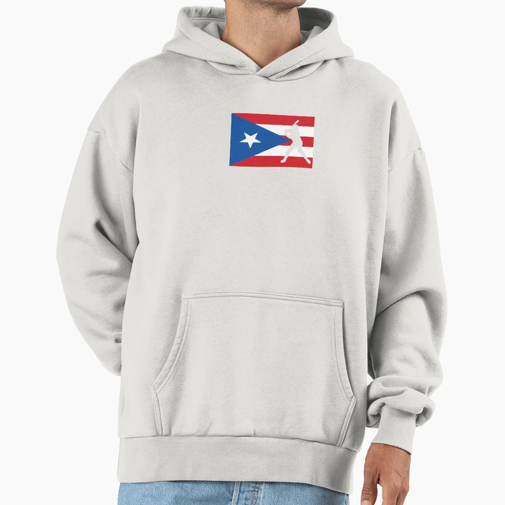 Puerto Rico Flag Baseball Player V2 Hoodie - Novelty Apparel Men Women - T-Shirt, Sweatshirt, Hoodie