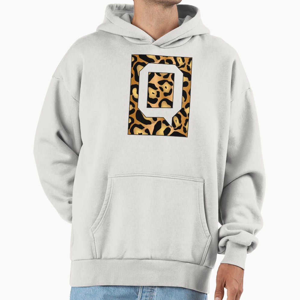 Letter Q Jaguar Stencil Font Hoodie - Trendy Graphic Men Women - T-Shirt, Sweatshirt, Hoodie