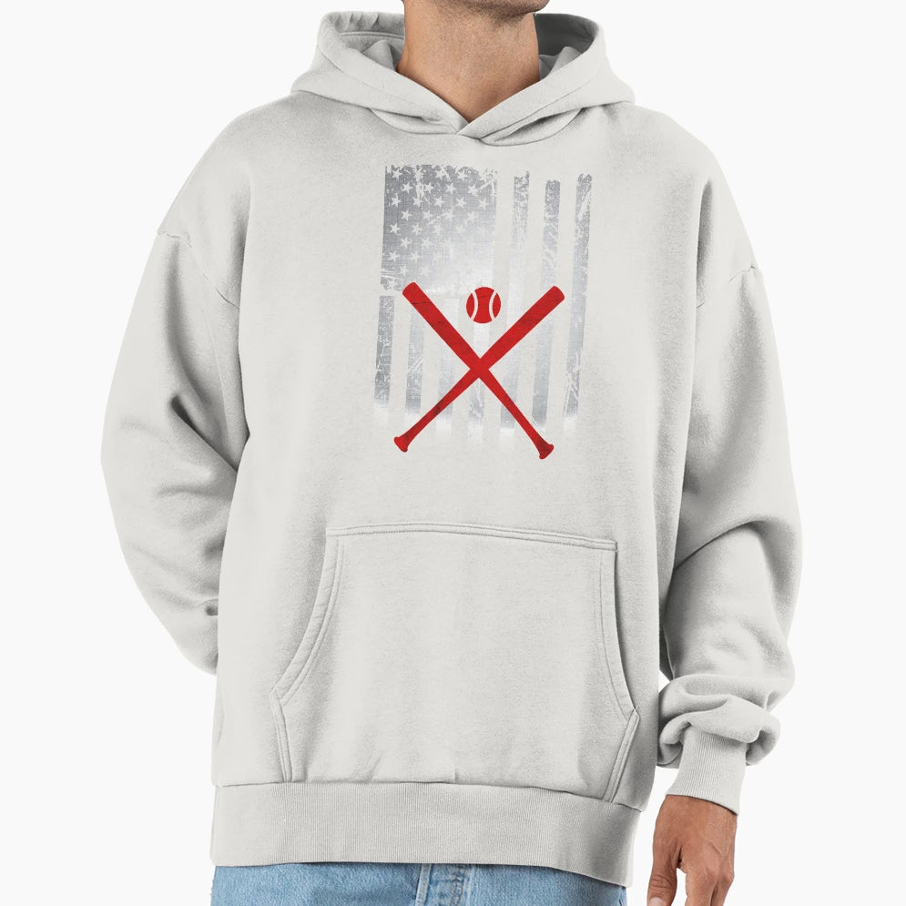 Baseball Usa American Flag Hoodie - Streetwear Style Men Women - T-Shirt, Sweatshirt, Hoodie