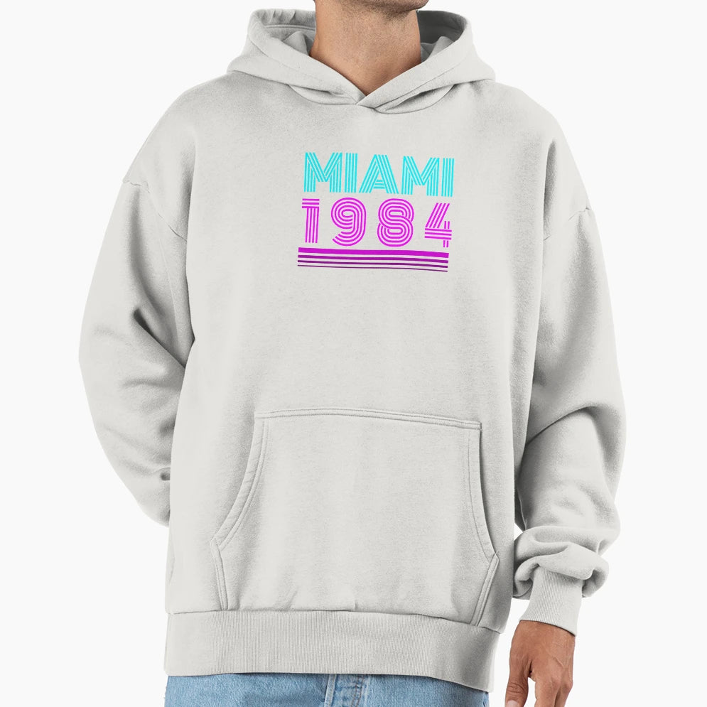 Miami 1984 Hoodie - Custom Art Print for Adults - T-Shirt, Sweatshirt, Hoodie