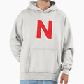 N Initial Letter N Red And White Hoodie - Streetwear Style Men Women - T-Shirt, Sweatshirt, Hoodie