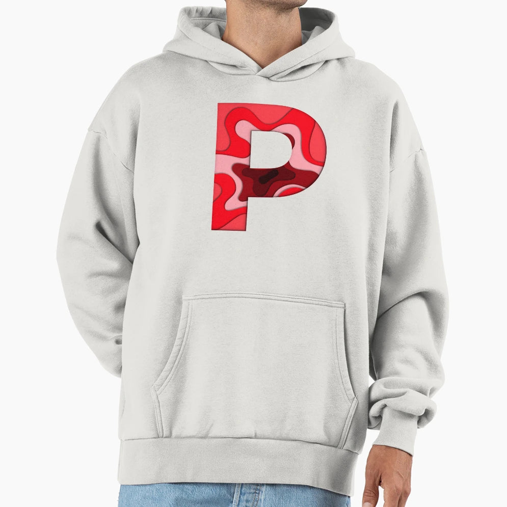 Letter P Alphabet Series Red Pattern Hoodie - Streetwear Style Men Women - T-Shirt, Sweatshirt, Hoodie