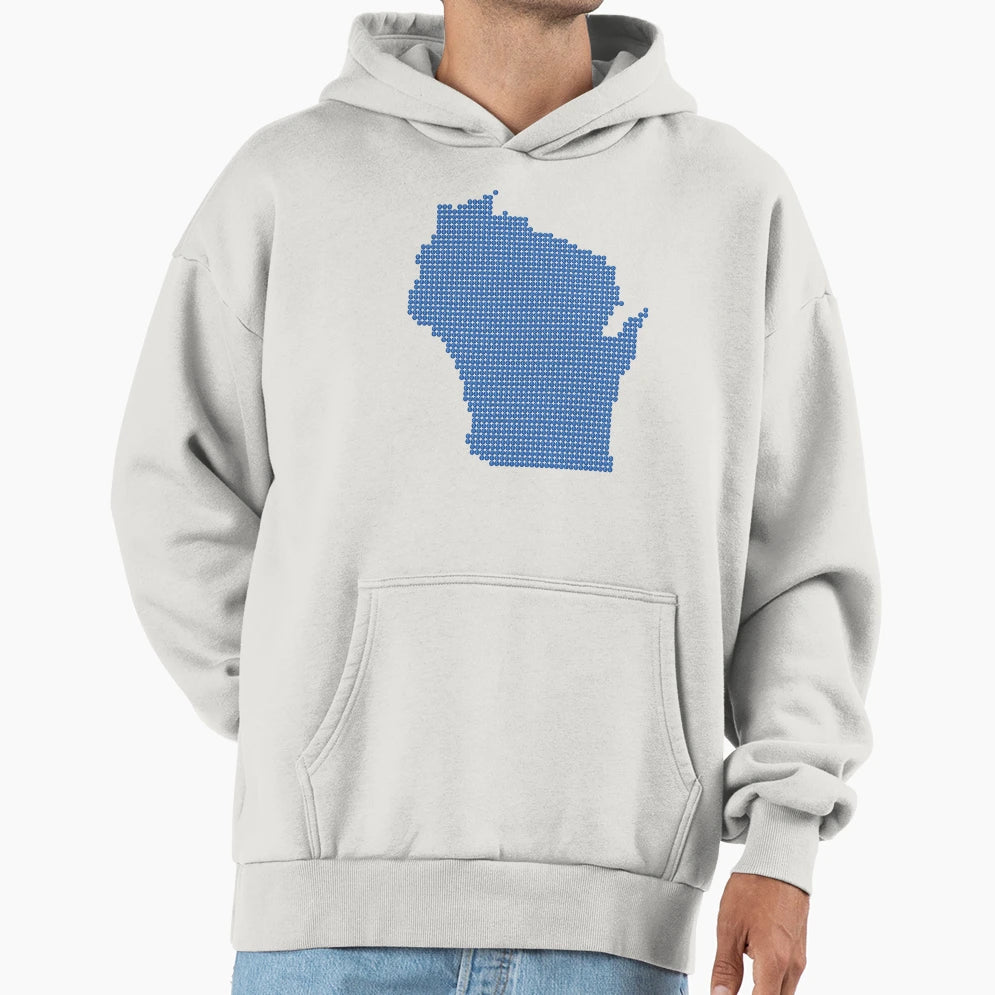 Blue Rhinestone Wisconsin Hoodie - Graphic Print for Adults - T-Shirt, Sweatshirt, Hoodie