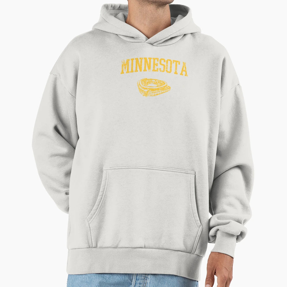 Minnesota Worn Stadium Hoodie - Novelty Apparel for Adults - T-Shirt, Sweatshirt, Hoodie