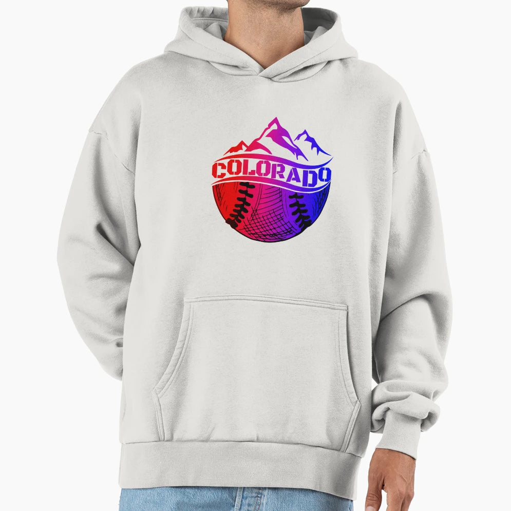 Colorado Baseball Fan Rocky Hoodie - Casual Everyday Wear Men Women - T-Shirt, Sweatshirt, Hoodie