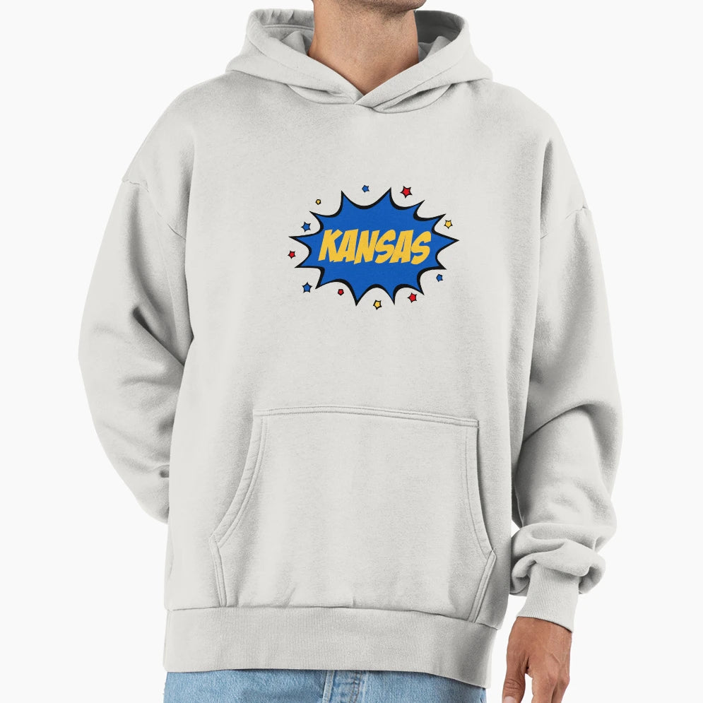 Kansas Comic Bubble Hoodie - Minimalist Print Men Women - T-Shirt, Sweatshirt, Hoodie