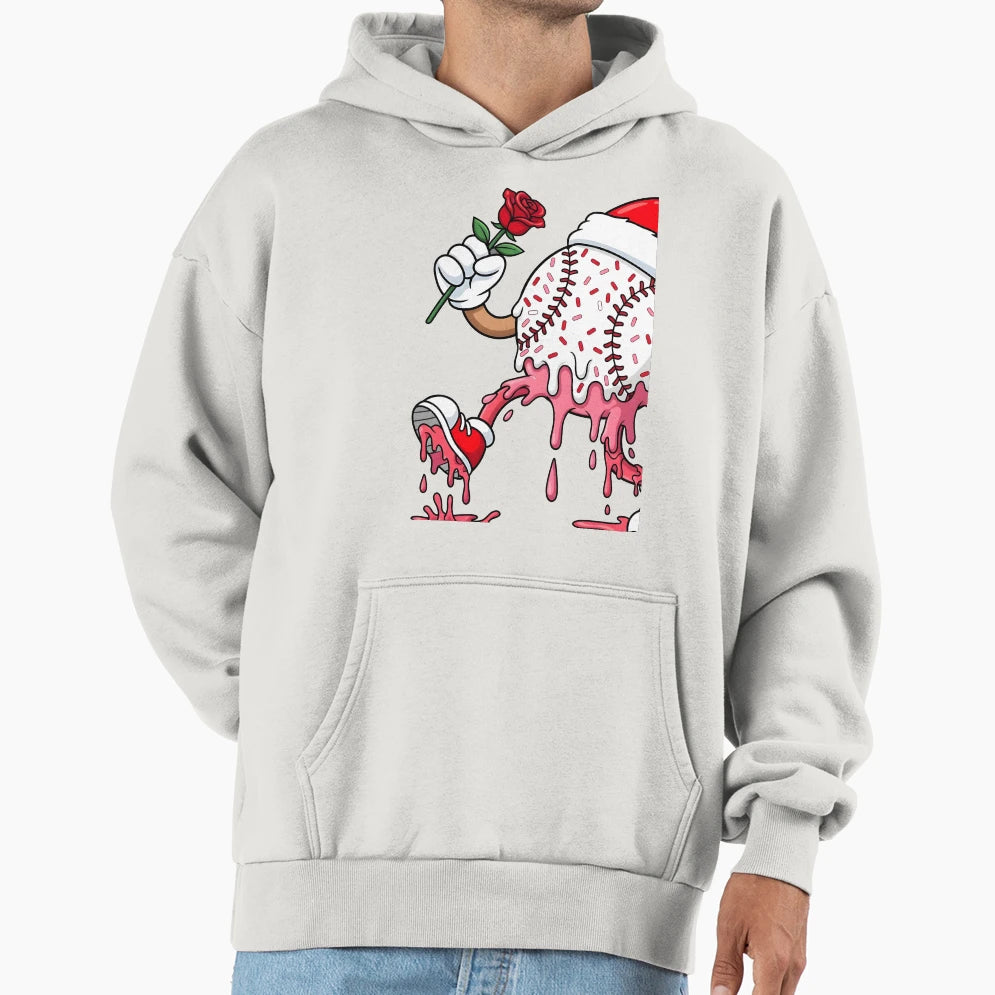 Valentines Day Baseball Valentine Rose Hoodie - Custom Art Print Men Women - T-Shirt, Sweatshirt, Hoodie