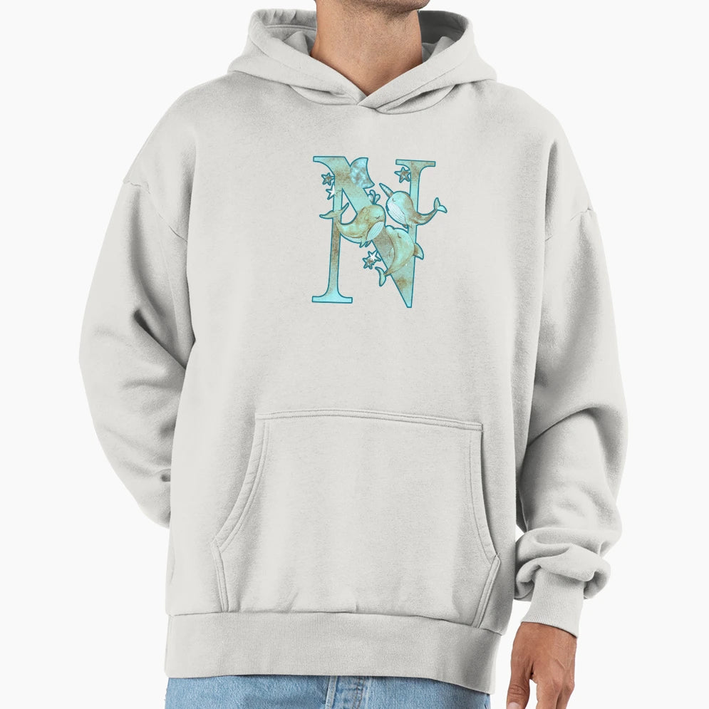 Letter N Dolphins Hoodie - Fun Novelty Design Unisex - T-Shirt, Sweatshirt, Hoodie
