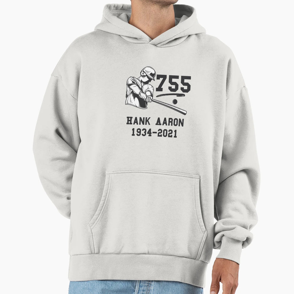 Hank Aaron 755 Hoodie - Custom Art Print Men Women - T-Shirt, Sweatshirt, Hoodie