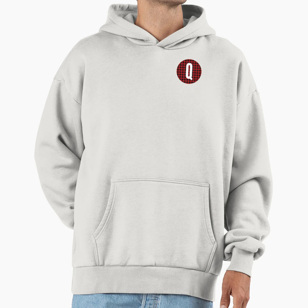 Monogram Letter Q Flannel Hoodie - Graphic Print for Adults - T-Shirt, Sweatshirt, Hoodie