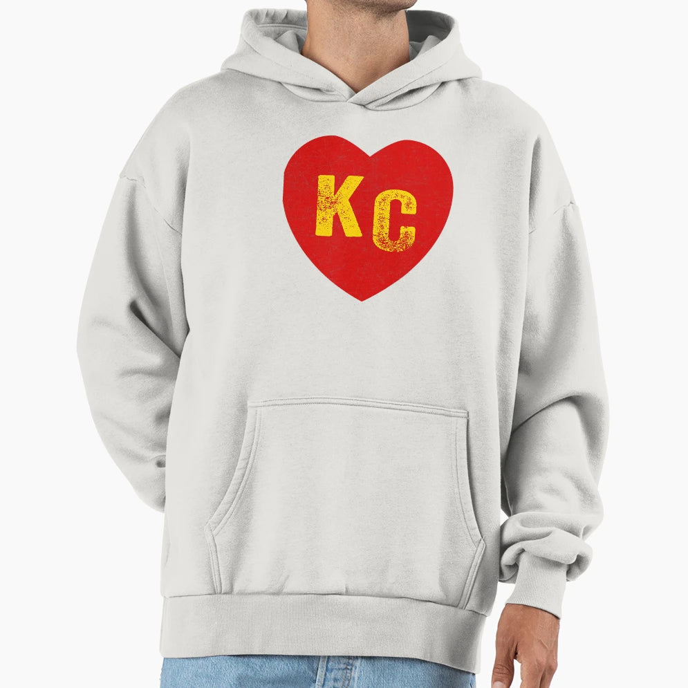Kc Red Yellow Heart Kansas City Hoodie - Trendy Graphic Unisex - T-Shirt, Sweatshirt, Hoodie