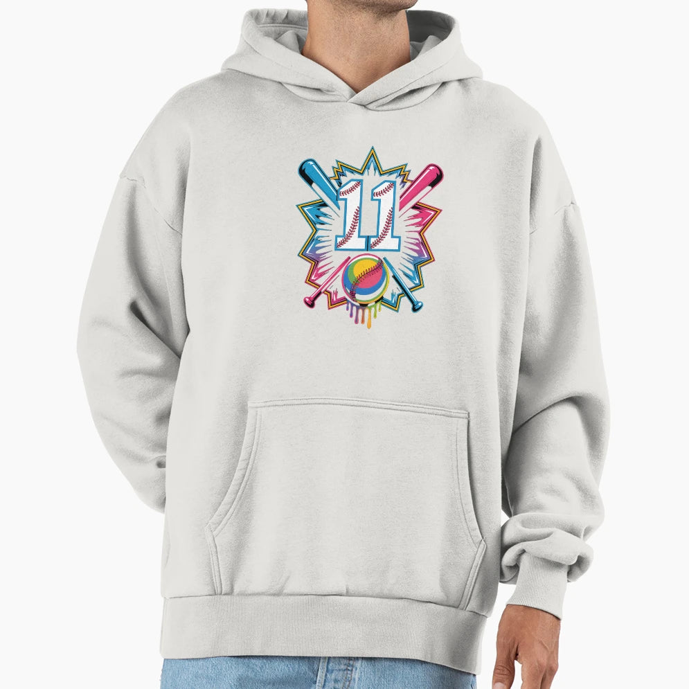 Baseball Drip 11Th Birthday Home Hoodie - Fun Novelty Design for Adults - T-Shirt, Sweatshirt, Hoodie