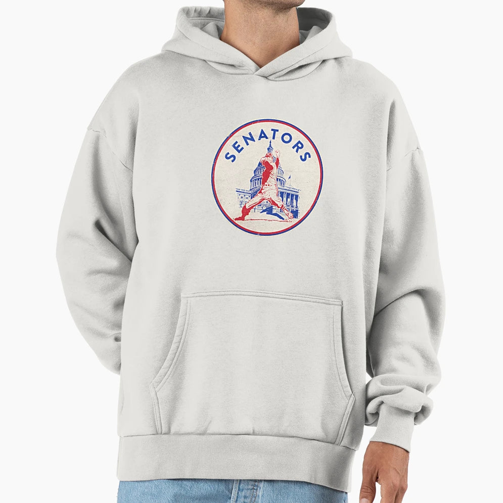 Washington Senators Logo Distressed Version Hoodie - Novelty Apparel Unisex - T-Shirt, Sweatshirt, Hoodie