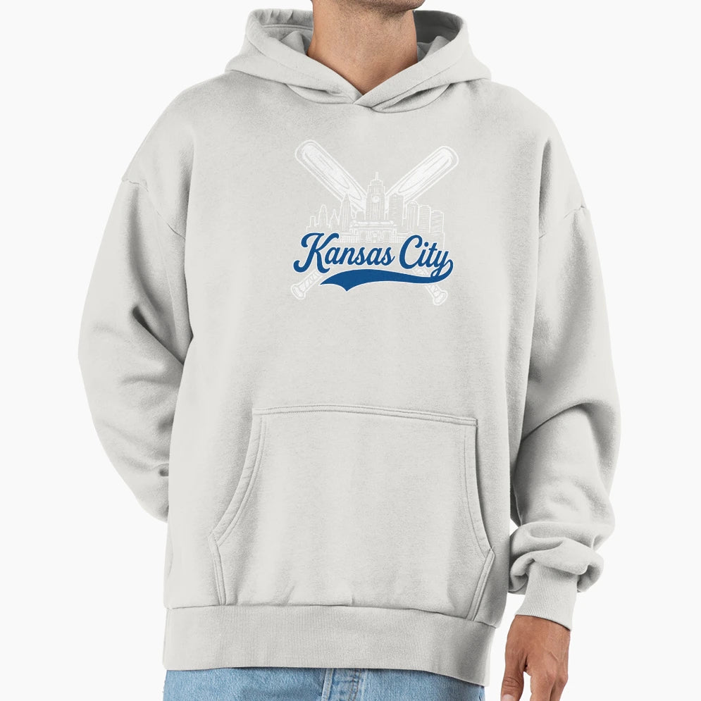 Kansas City Baseball Fan City Skyline Hoodie - Aesthetic Graphic Unisex - T-Shirt, Sweatshirt, Hoodie