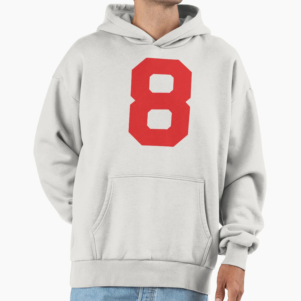 Number 8 Red Eight Sports Number 8 Hoodie - Custom Art Print for Adults - T-Shirt, Sweatshirt, Hoodie