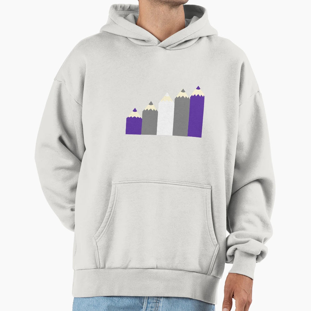 Pencil Pride Flag Greysexual Hoodie - Graphic Print Men Women - T-Shirt, Sweatshirt, Hoodie