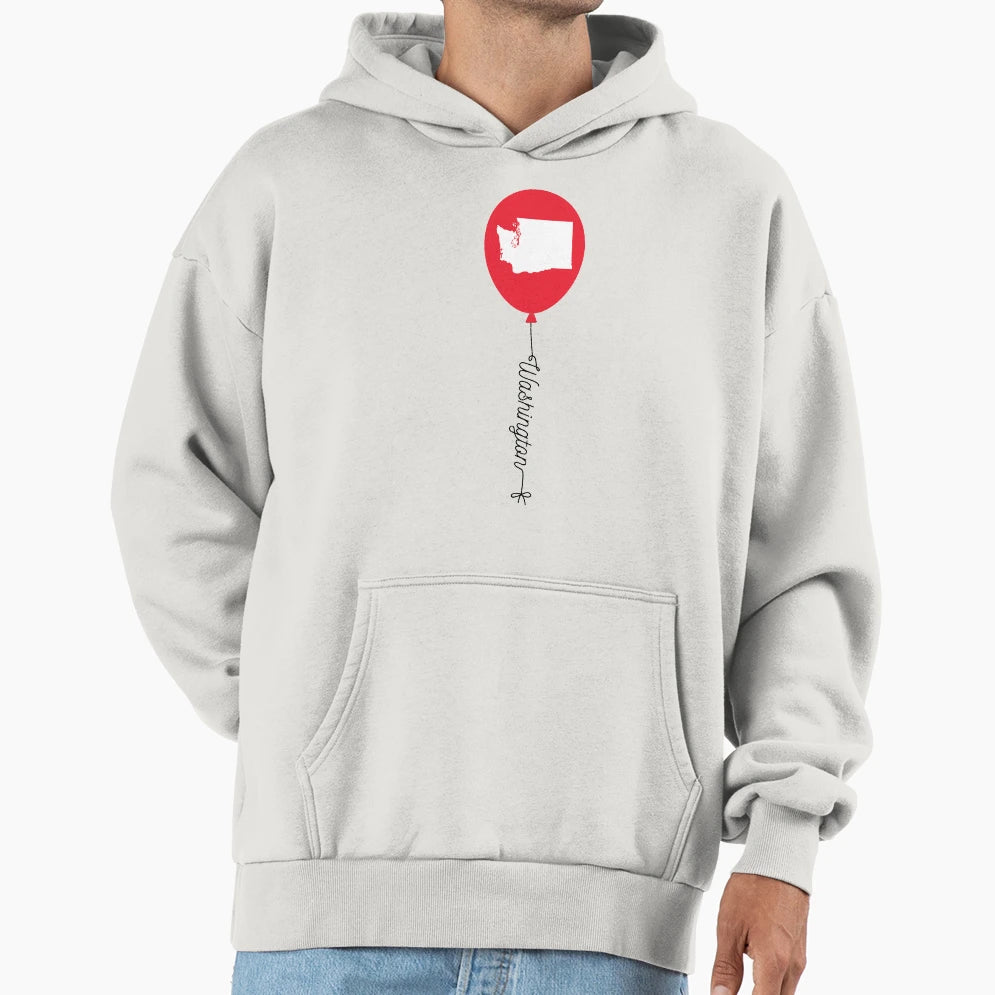 Washington State Balloon Hoodie - Novelty Apparel Unisex - T-Shirt, Sweatshirt, Hoodie