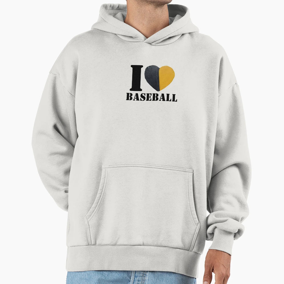 I Heart Baseball Black Gold Hoodie - Custom Art Print Men Women - T-Shirt, Sweatshirt, Hoodie