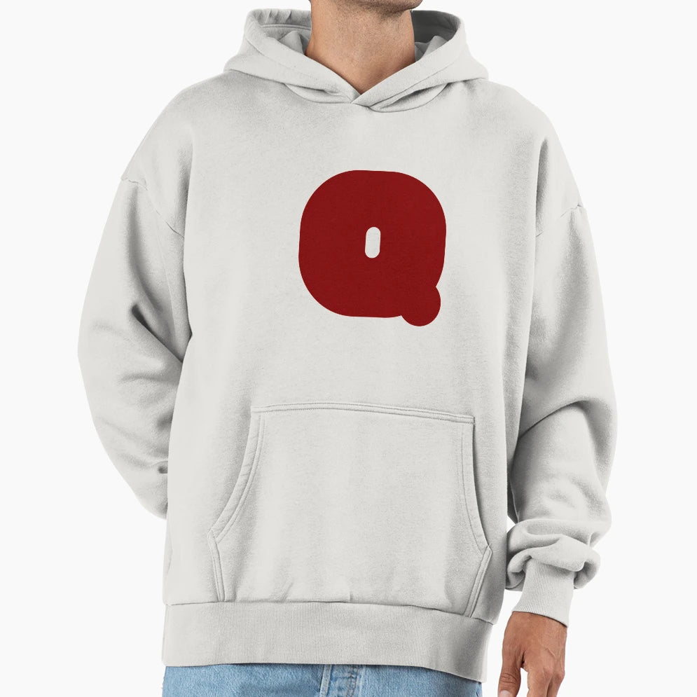 Alphabet Q Capital Letters Maroon Hoodie - Unique Graphic Men Women - T-Shirt, Sweatshirt, Hoodie