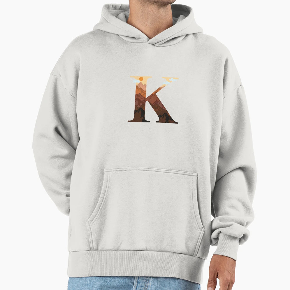 Mountain Adventure Monogram K Hoodie - Custom Art Print Men Women - T-Shirt, Sweatshirt, Hoodie