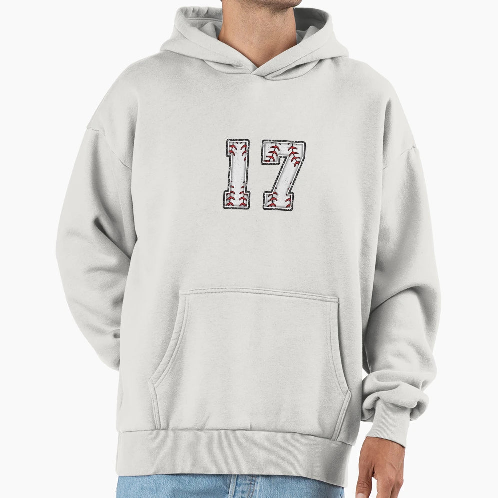 Baseball Number 17 Hoodie - Graphic Print for Adults - T-Shirt, Sweatshirt, Hoodie
