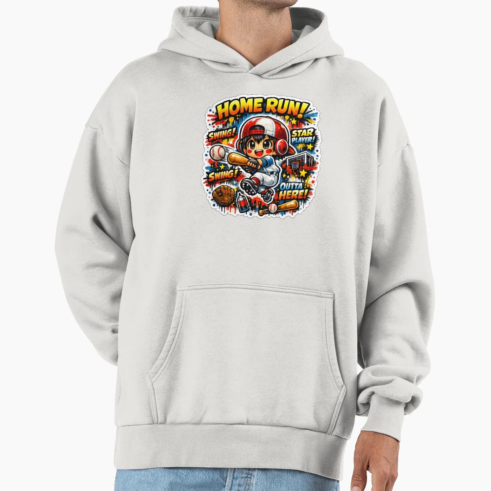 Home Run Dreamer Kawaii Graffiti Baseball Hoodie - Unique Graphic Unisex - T-Shirt, Sweatshirt, Hoodie