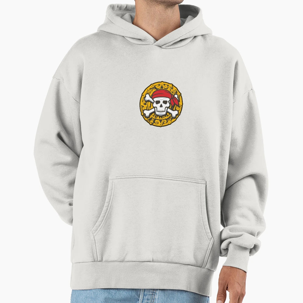 Halloween Pirate Skull Medal Coin Hoodie - Minimalist Print Unisex - T-Shirt, Sweatshirt, Hoodie