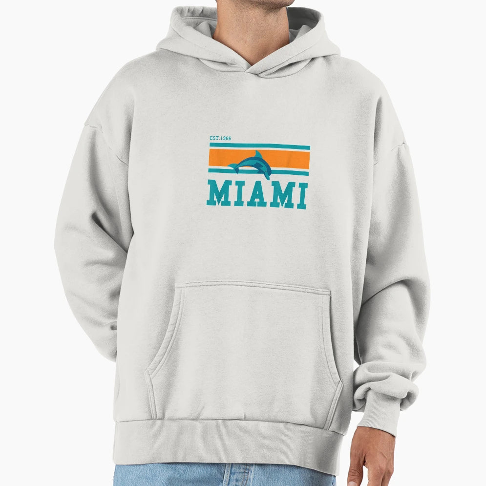 Miami Est 1966 Sports Team Athletic Hoodie - Custom Art Print for Adults - T-Shirt, Sweatshirt, Hoodie
