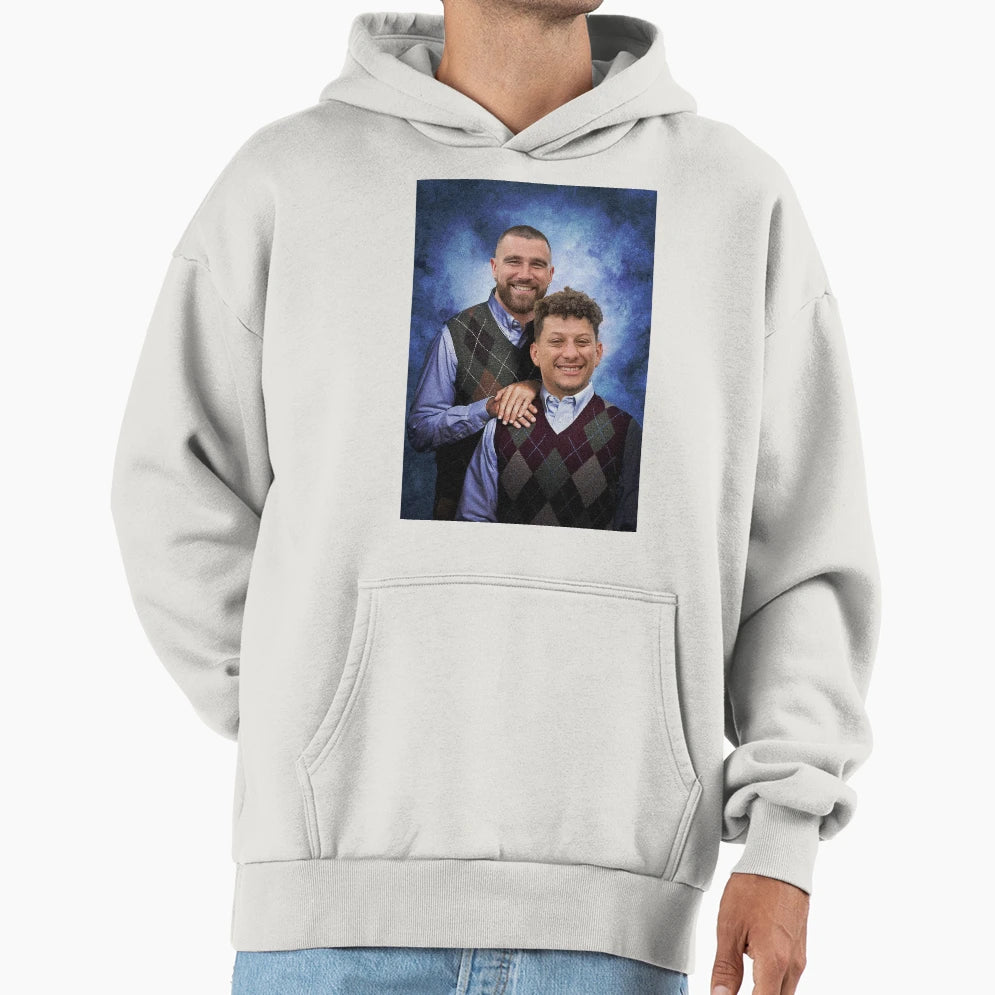 Kelce And Mahomes Stepbrothers Hoodie - Fun Novelty Design for Adults - T-Shirt, Sweatshirt, Hoodie