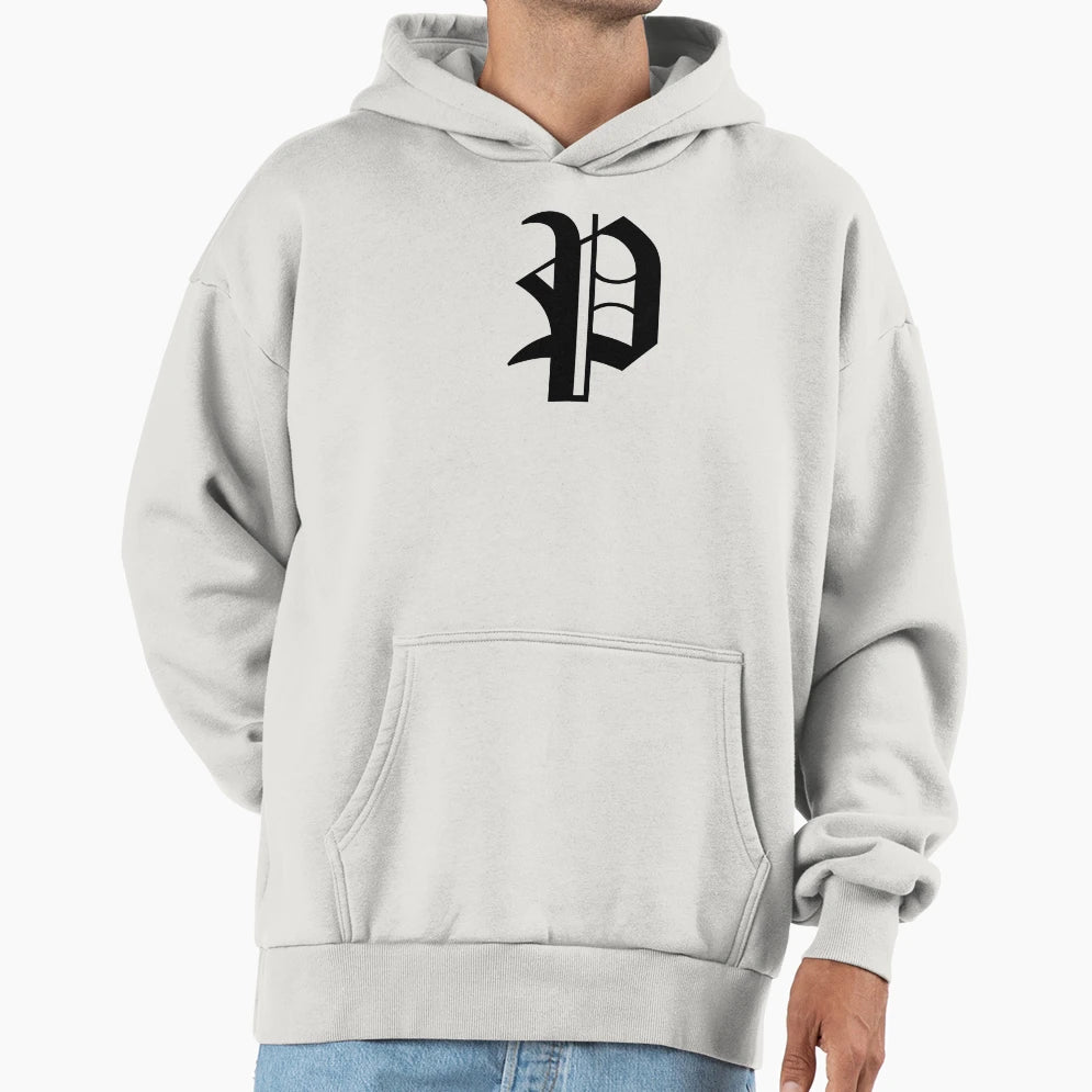 P Old English Initial Black Letter P Hoodie - Graphic Print Men Women - T-Shirt, Sweatshirt, Hoodie