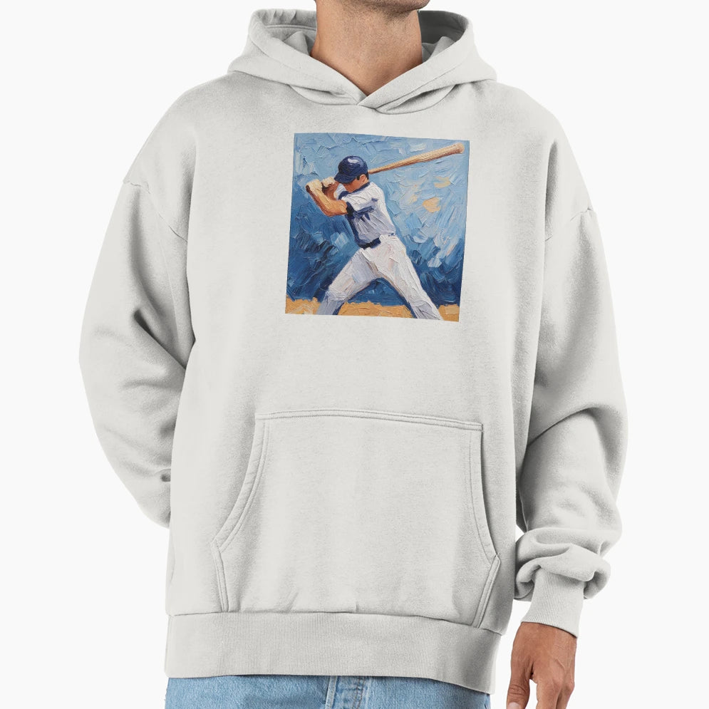 Baseball Player Post Impressionist Hoodie - Graphic Print for Adults - T-Shirt, Sweatshirt, Hoodie