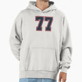 77 Navy Grey Red Sports Number Seventy Hoodie - Fun Novelty Design Unisex - T-Shirt, Sweatshirt, Hoodie