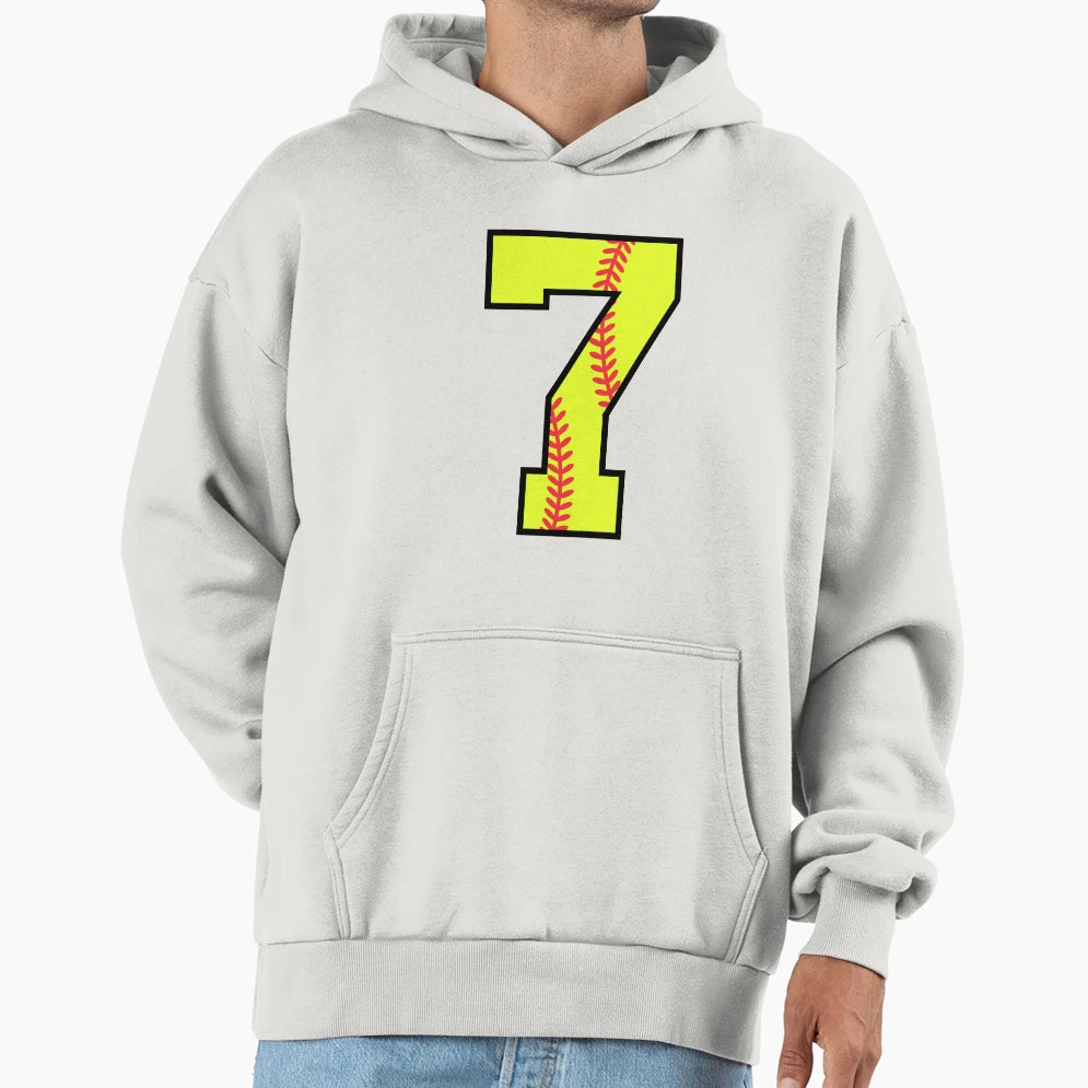 Softball Number 7 Hoodie - Casual Everyday Wear Unisex - T-Shirt, Sweatshirt, Hoodie