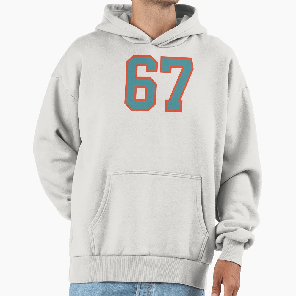 67 Number Aqua Orange Lucky Sports Sixty Hoodie - Streetwear Style Unisex - T-Shirt, Sweatshirt, Hoodie