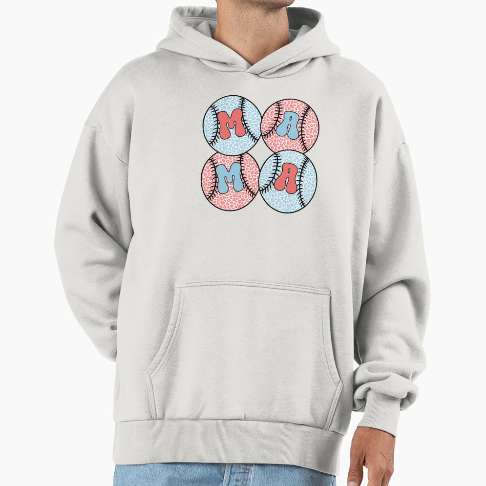 Softball Baseball Leopard Mama Hoodie - Streetwear Style Men Women - T-Shirt, Sweatshirt, Hoodie