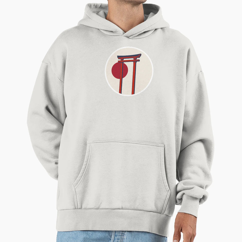 Torii Gate Rising Sun Japanese Gate Hoodie - Unique Graphic Men Women - T-Shirt, Sweatshirt, Hoodie