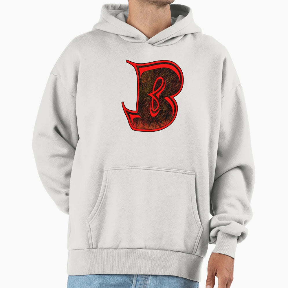 B Red Hoodie - Minimalist Print for Adults - T-Shirt, Sweatshirt, Hoodie