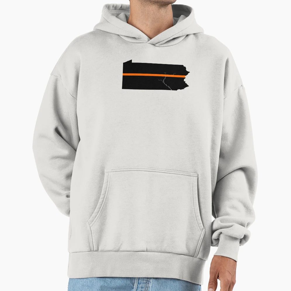 Pennsylvania Thin Orange Line Hoodie - Streetwear Style Unisex - T-Shirt, Sweatshirt, Hoodie