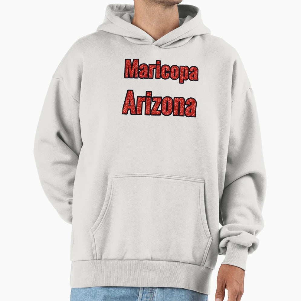 Maricopa Arizona City Name Red Hoodie - Casual Everyday Wear Unisex - T-Shirt, Sweatshirt, Hoodie