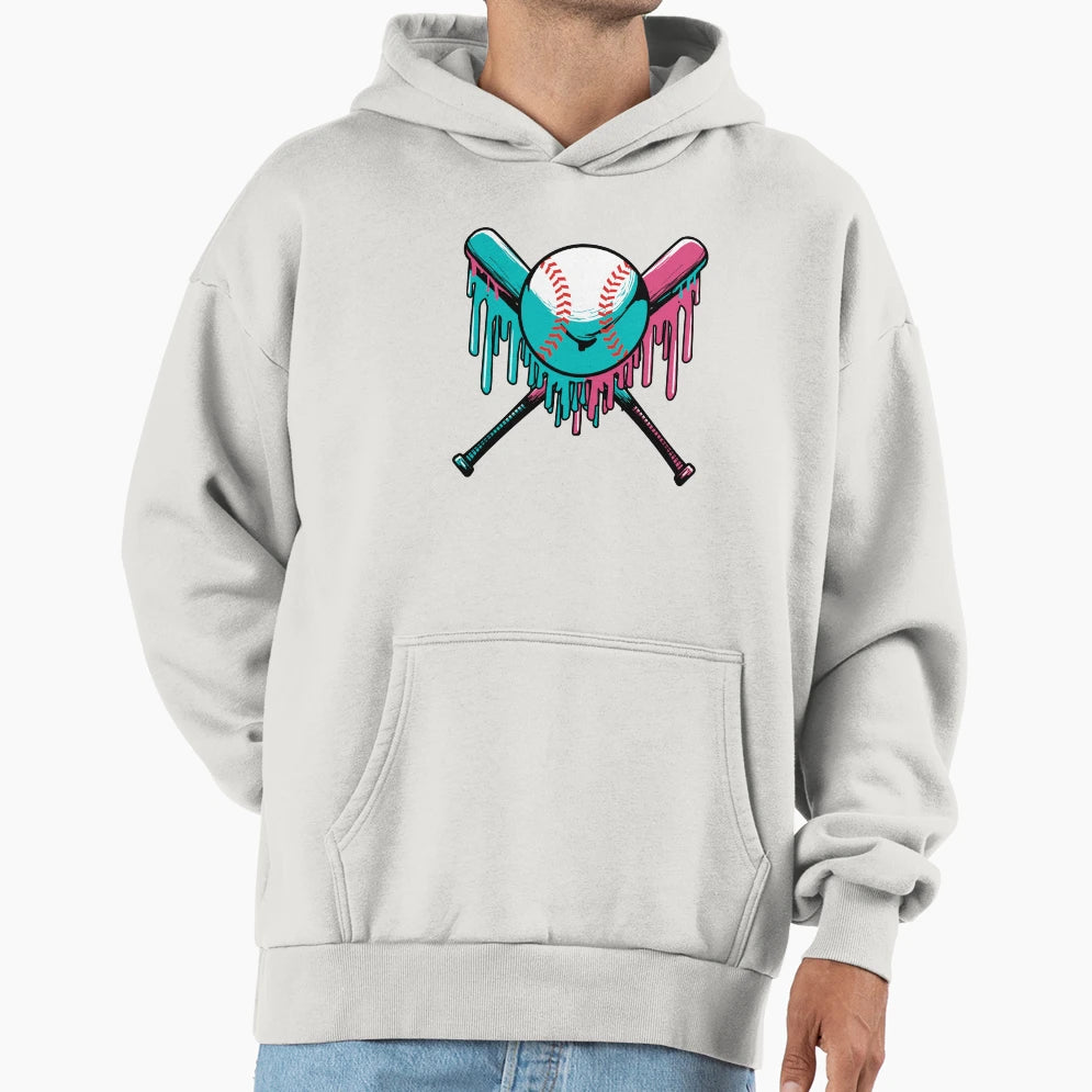 Baseball Drip Sprinkles Baseball Bat Hoodie - Custom Art Print for Adults - T-Shirt, Sweatshirt, Hoodie