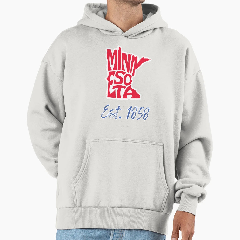Minnesota Established 1858 Hoodie - Unique Graphic for Adults - T-Shirt, Sweatshirt, Hoodie