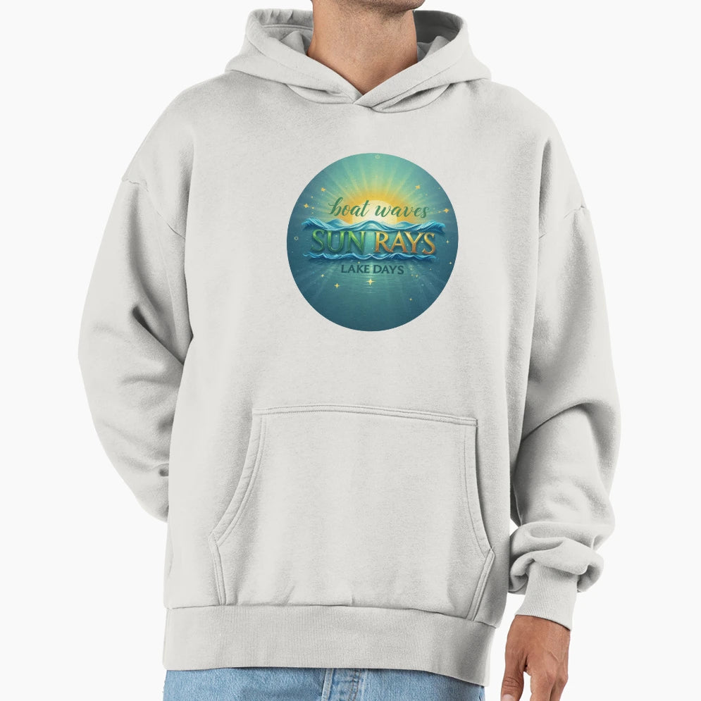 Boat Waves Sun Rays Lake Days Summer Hoodie - Aesthetic Graphic for Adults - T-Shirt, Sweatshirt, Hoodie
