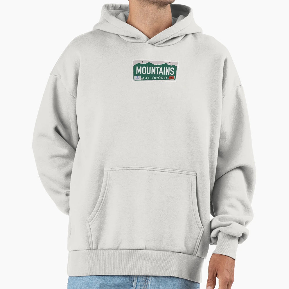 Mountains Colorado License Plate Hoodie - Streetwear Style Men Women - T-Shirt, Sweatshirt, Hoodie